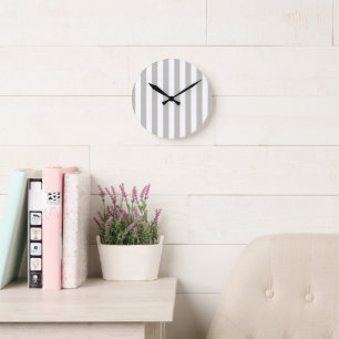 Grey & White Stripe Clock