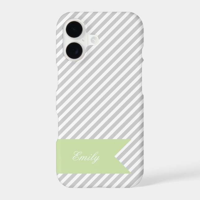 Grey & White Stripe Monogram iPhone 7 Case (Back)