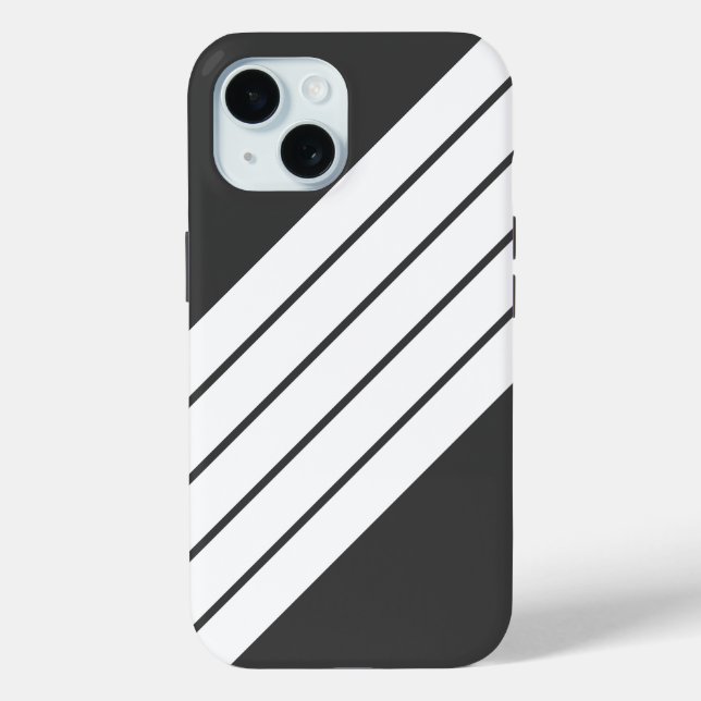 Grey White Striped 70s 80s Classic Retro Stripes Case-Mate iPhone Case (Back)