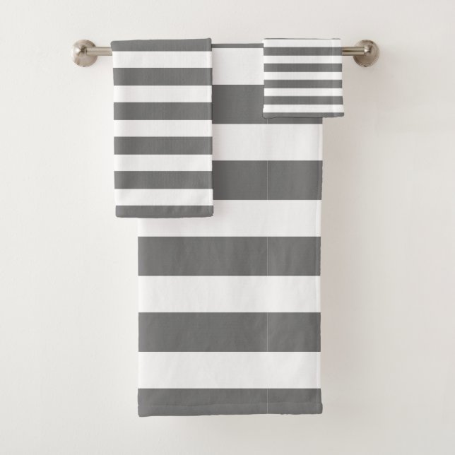 Grey & White Striped Bath Towels (Insitu)