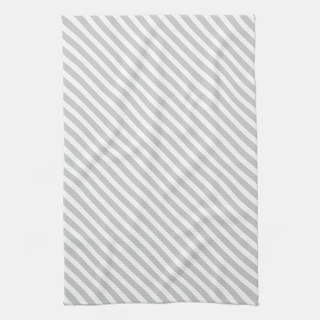 Grey & White Striped Pattern Tea Towel (Vertical)