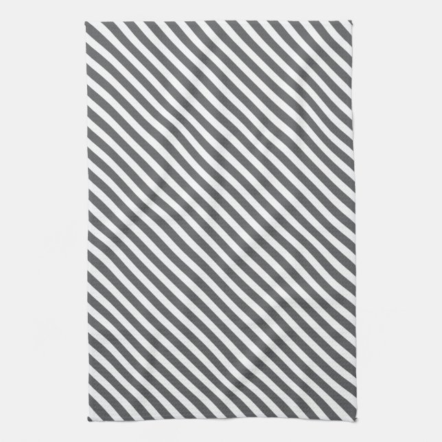 Grey & White Striped Pattern Tea Towel (Vertical)