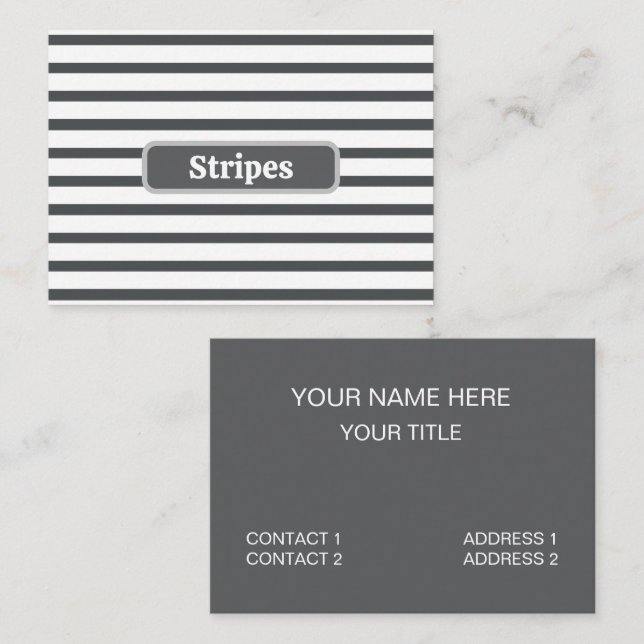 Grey White Stripes Business Card (Front/Back)
