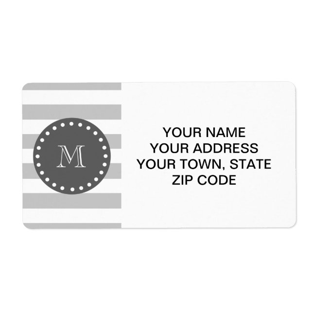 Grey White Stripes Pattern, Charcoal Monogram (Front)