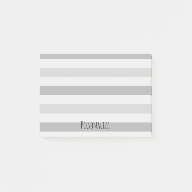 Grey White Stripes Personalised Post-it Notes (Front)