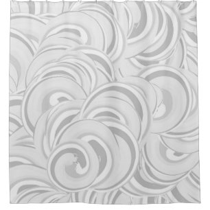 Grey White Swirls Shower Curtain