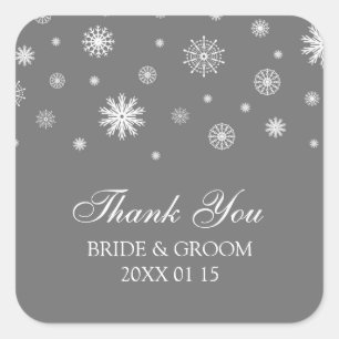 Grey White Thank You Winter Wedding Favour Tags