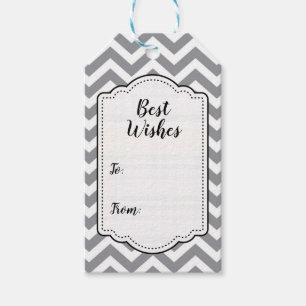 Grey & White Thick Chevron Wedding Birthday V2 Gift Tags
