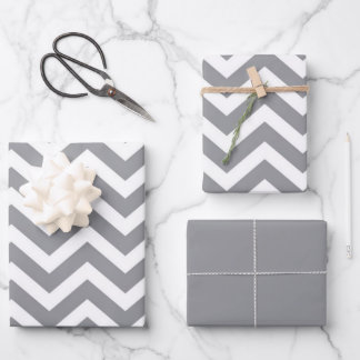Grey & White Thick Chevron Wedding Birthday V2 Wrapping Paper Sheet