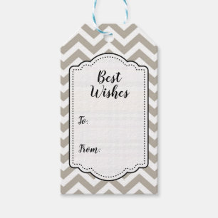 Grey & White Thick Chevron Wedding Birthday V4 Gift Tags