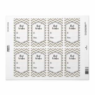 Grey & White Thick Chevron Wedding V4 Sticker Tag 