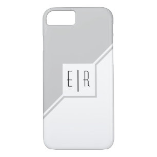 Grey, white triangles, monogram modern geometric Case-Mate iPhone case