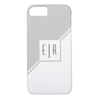 Grey, white triangles, monogram modern geometric Case-Mate iPhone case