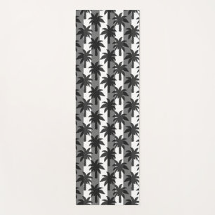 Grey White Tropical Palm Trees Stripes Design Yoga Mat
