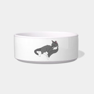 Grey & White Tuxedo Cat Bowl