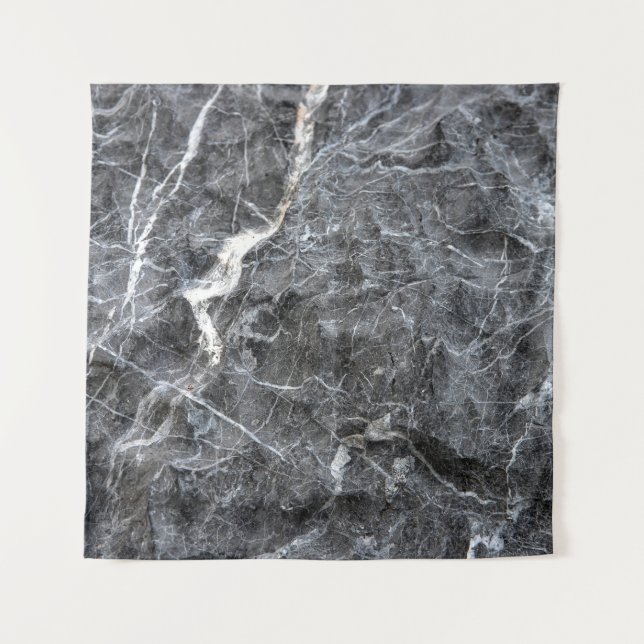 Grey White Veined Stone Surface Tapestry (Front)