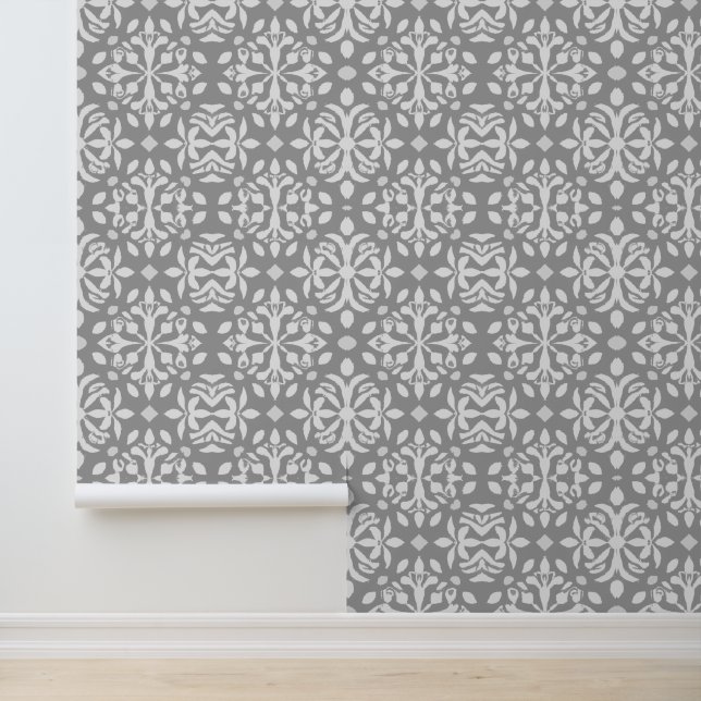 Grey & White Victorian Elegance Wallpaper (Application)