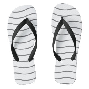Grey White Wave Pattern Flip Flops