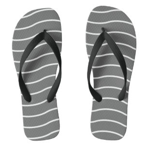 Grey White Wave Pattern Flip Flops