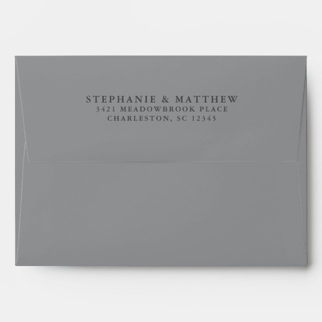 Grey White Wedding Chic Return Address Elegant Envelope (Back (Top Flap))