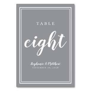 Grey White Wedding Modern Simple Table Eight Number