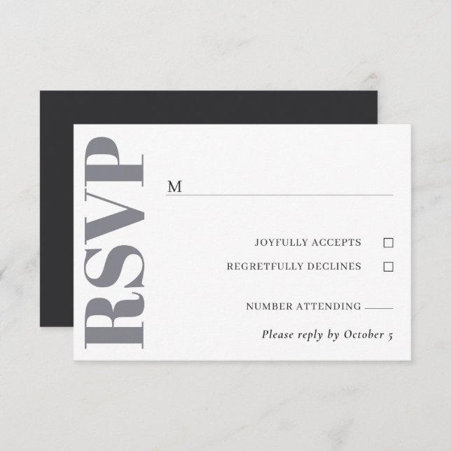 Grey White Wedding RSVP (Front/Back)