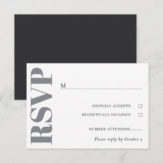 Grey White Wedding RSVP Card