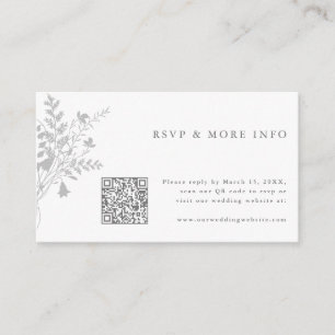 Grey & White Wildflower Wedding RSVP Enclosure Card