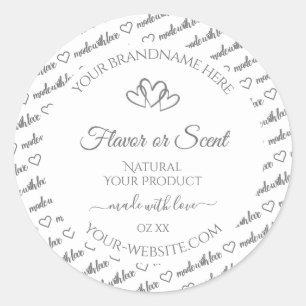 Grey White Word Cloud Product Labels Cute Hearts
