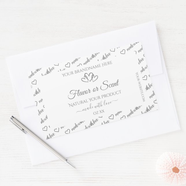 Grey White Word Cloud Product Labels Cute Hearts (Envelope)