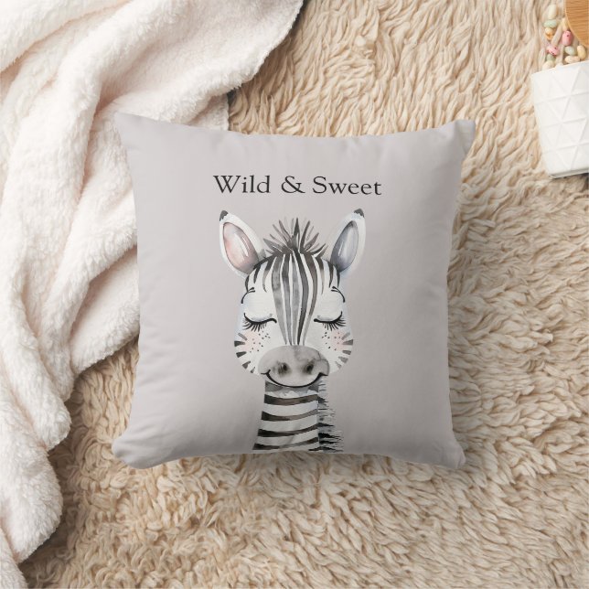 Grey Wild & Sweet Zebra Cushion (Blanket)