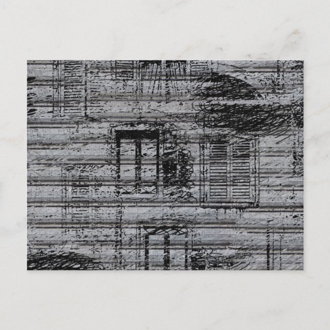 grey windows and scribbles on metal textured backg postcard (Front)