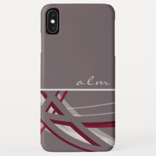 Grey & Wine Artistic Ribbon Design with Monogram Case-Mate iPhone Case