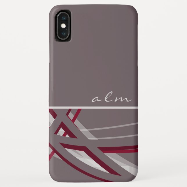 Grey & Wine Artistic Ribbon Design with Monogram Case-Mate iPhone Case (Back)