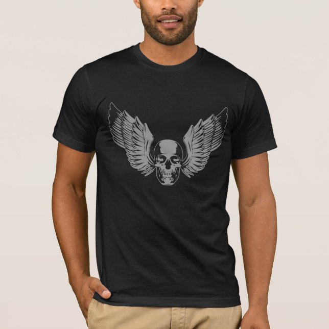 Grey Winged Skull T-Shirt (Front)