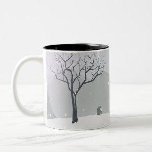 Grey Winter scene Two-Tone Coffee Mug