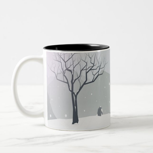 Grey Winter scene Two-Tone Coffee Mug (Left)