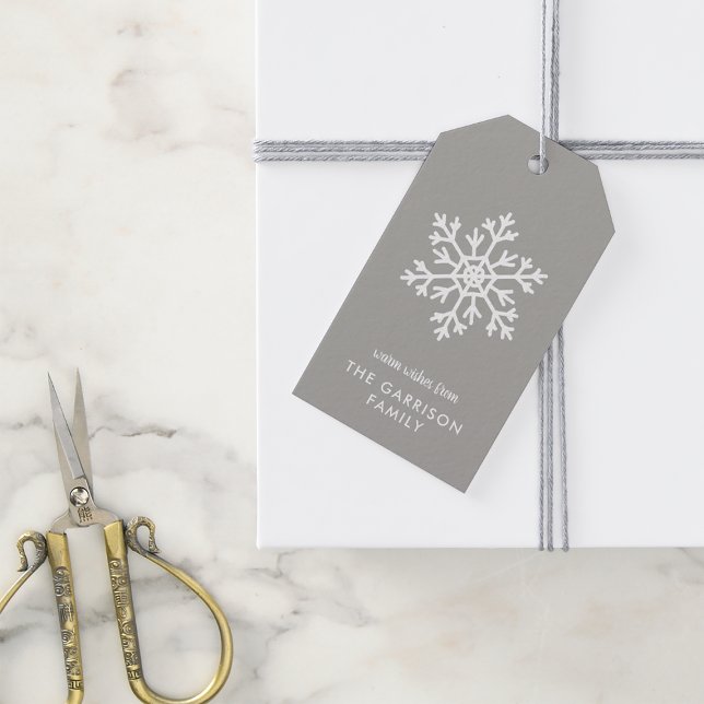 Grey Winter Snowflake Holiday Gift Tags (Creator Uploaded)