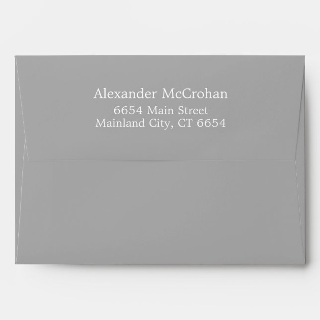 Grey with Black Return Address Mailing Envelope (Back (Top Flap))
