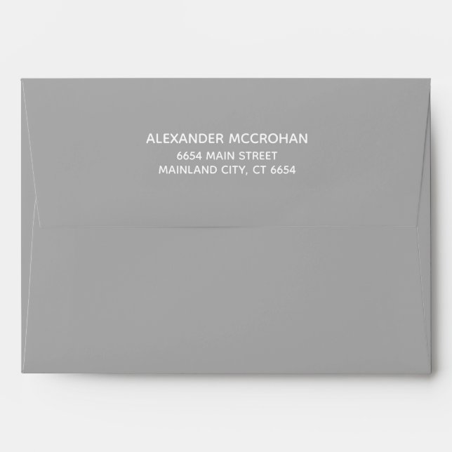 Grey with Black Return Address Mailing Envelope (Back (Top Flap))