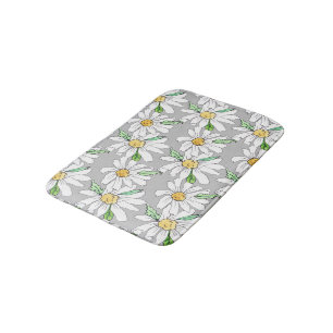 grey with daisies bath mat