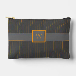 Grey with Orange Pinstripes Accessory Pouch