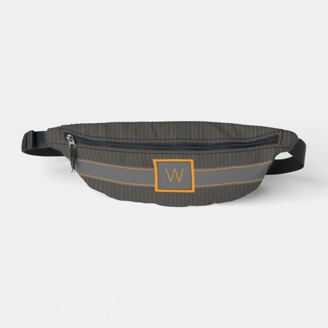 Grey with Orange Pinstripes Bum Bags (Front)