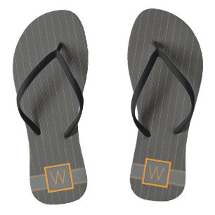 Grey with Orange Pinstripes Flip Flops