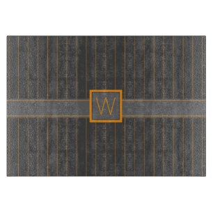 Grey with Orange Pinstripes Glass Cutting Board