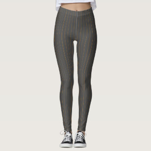 Grey with Orange Pinstripes Leggings