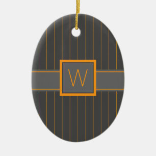 Grey with Orange Pinstripes Ornament