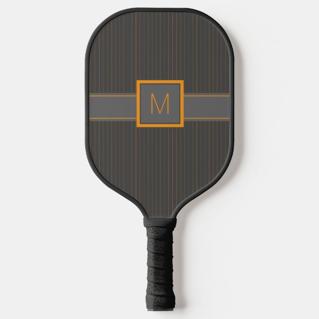 Grey with Orange Pinstripes Pickleball Paddle (Front)