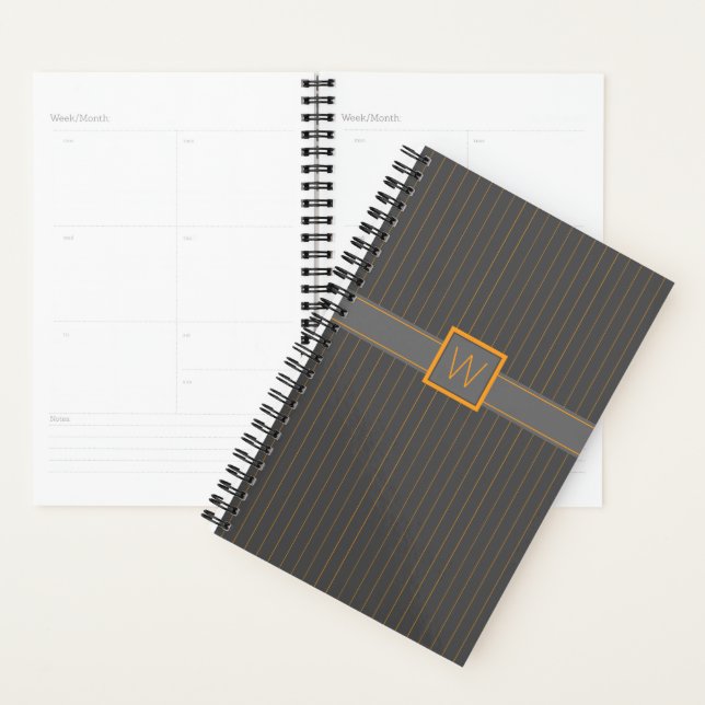Grey with Orange Pinstripes Planner (Display)