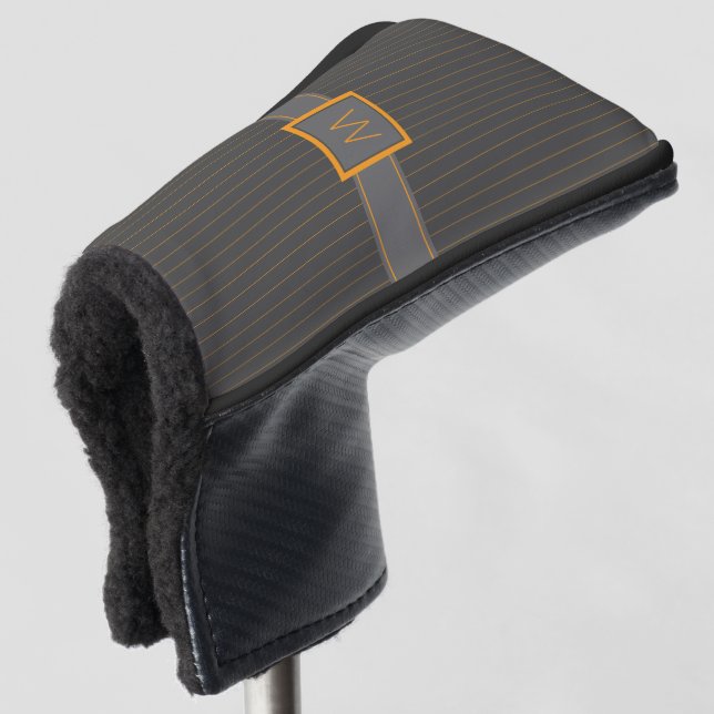 Grey with Orange Pinstripes Putter Cover (3/4 Front)